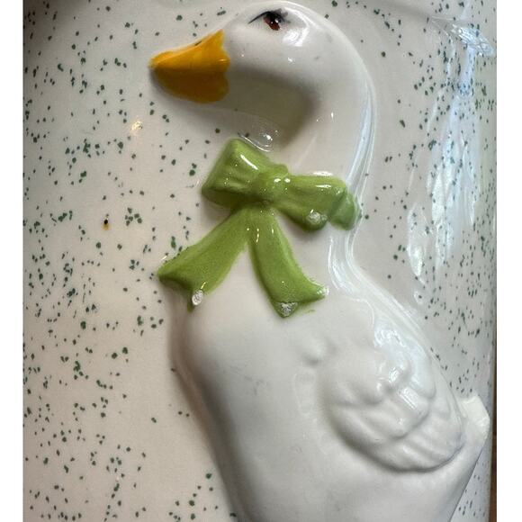 Ceramic Country Goose Blue Speckled Design Utensil Holder 90's Kitchen Decor - Picture 5 of 16